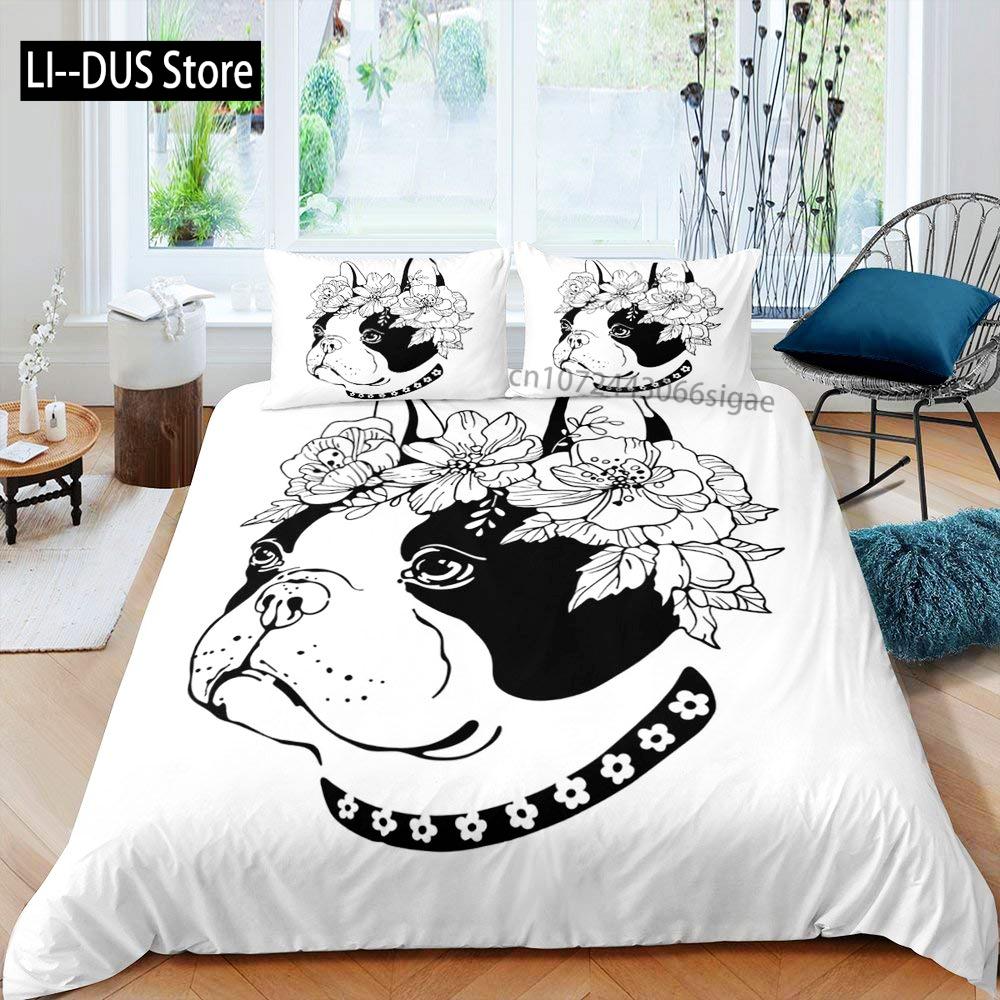 Pug Duvet Cover Set Puppy Lying Around Pet Decorative 3 Piece Bedding Set with 2 Pillow Shams Queen Size Pale Brown Black