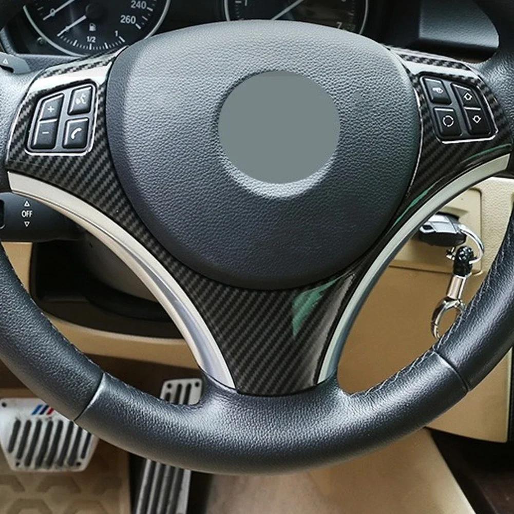 For BMW 1 3 Series E87 E90 E92 E93 2006-2012 Carbon Fiber Patterned Car Steering Wheel Panel Decoration Cover Trim Mould Sticker