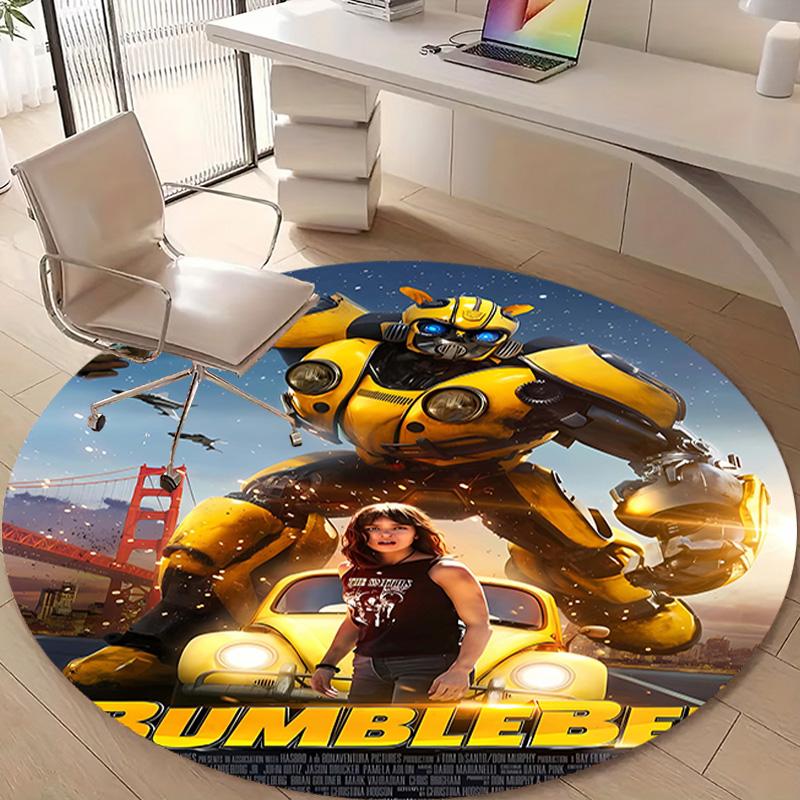 1pc Bumblebee1 Design Printed Area Round Carpet for Bedroom Living Room Home Decor Rugs Mat Non Slip Mat Rug for Bedside