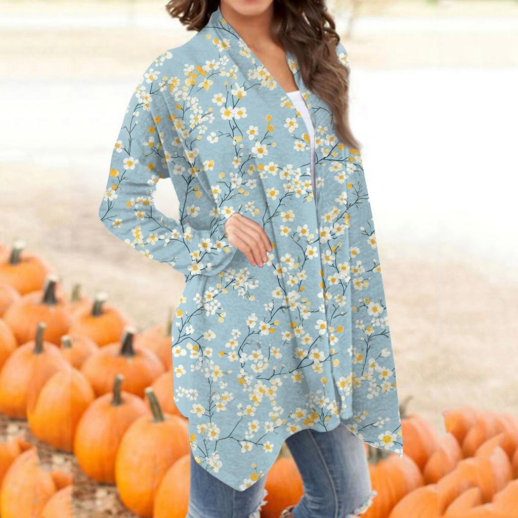 Women's Fashion Casual Retro  Print Mid-Length Cardigan Jacket