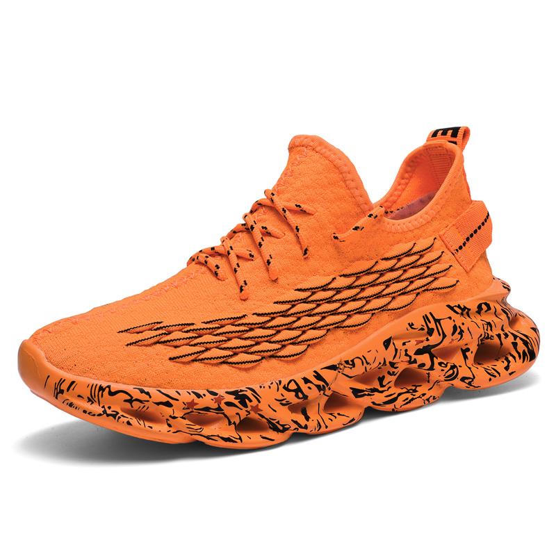 

Men s casual sports shoes Breathable mesh surface lightweight wear-resistant shock absorbent large size running shoes 39 оранжевый
