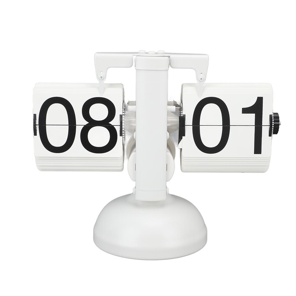Flip Clock Large Number Battery Powered 304 Stainless Steel Tabletop Retro Flip Clock for Home Office 24 Hours