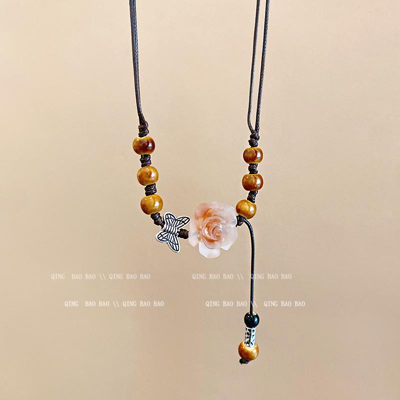 Zen Retro Chinesische Keramik Halskette - Handgewebtes Nischendesign für Frauen