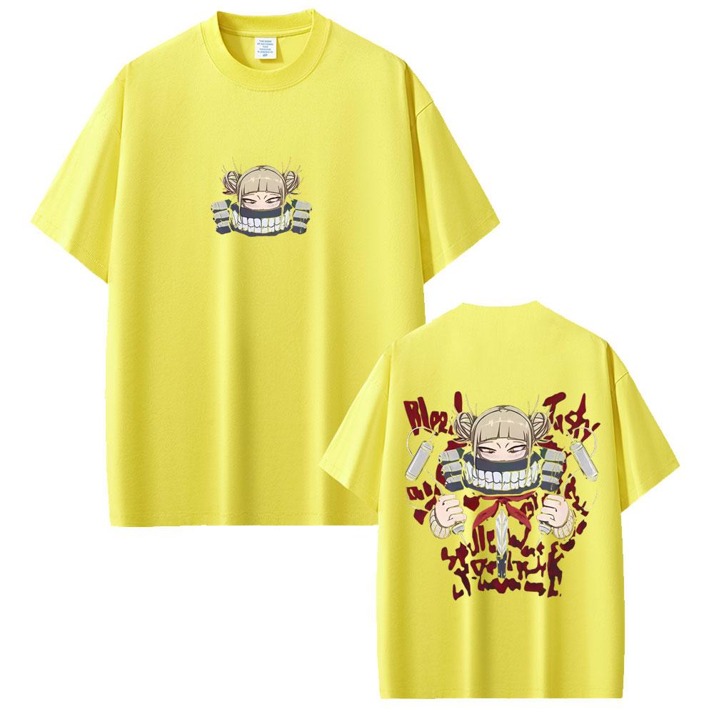 Japanese Anime My Hero Academia Print T-shirt Cute Kawaii Himiko Toga Graphic Y2K T Shirts Men Women Top