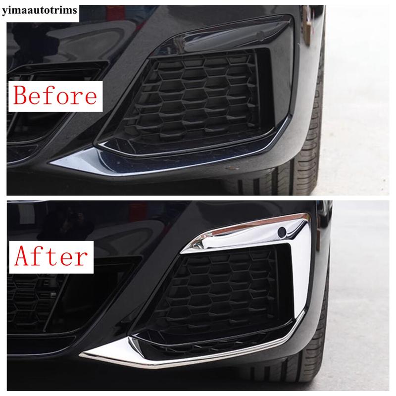 Front Fog Light Lamp Eyelid Eyebrow Bumper Corner Strip Decor Cover Trim Accessories For BMW 5 Series G30 525i 530i 2017 -