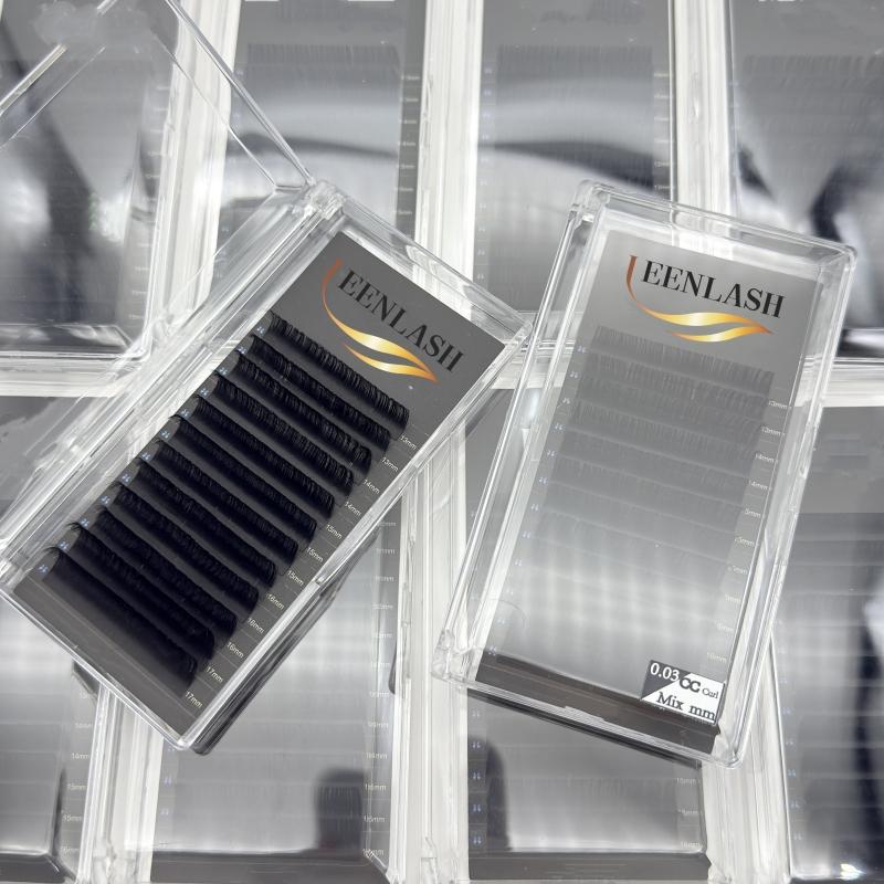 Velvet Lash Trays Handmade Cashmere Silk Lashes Extension 0.03 0.05 0.07 Jet Black Matte Cashmere Lash Extension