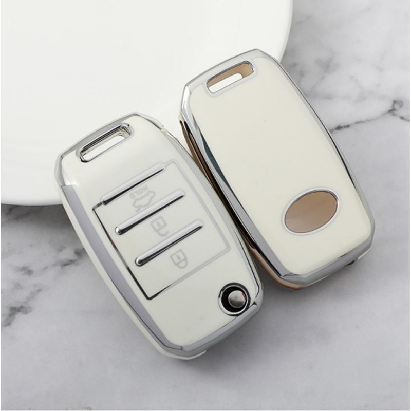 2 3 4 Bottons Silver Tpu Auto Key Fob Cover Case Fit For Kia K2 K3 K5 Carens Cerato Forte Rio Kia Flip Key Fob Housing Key Ring Auto Accessories