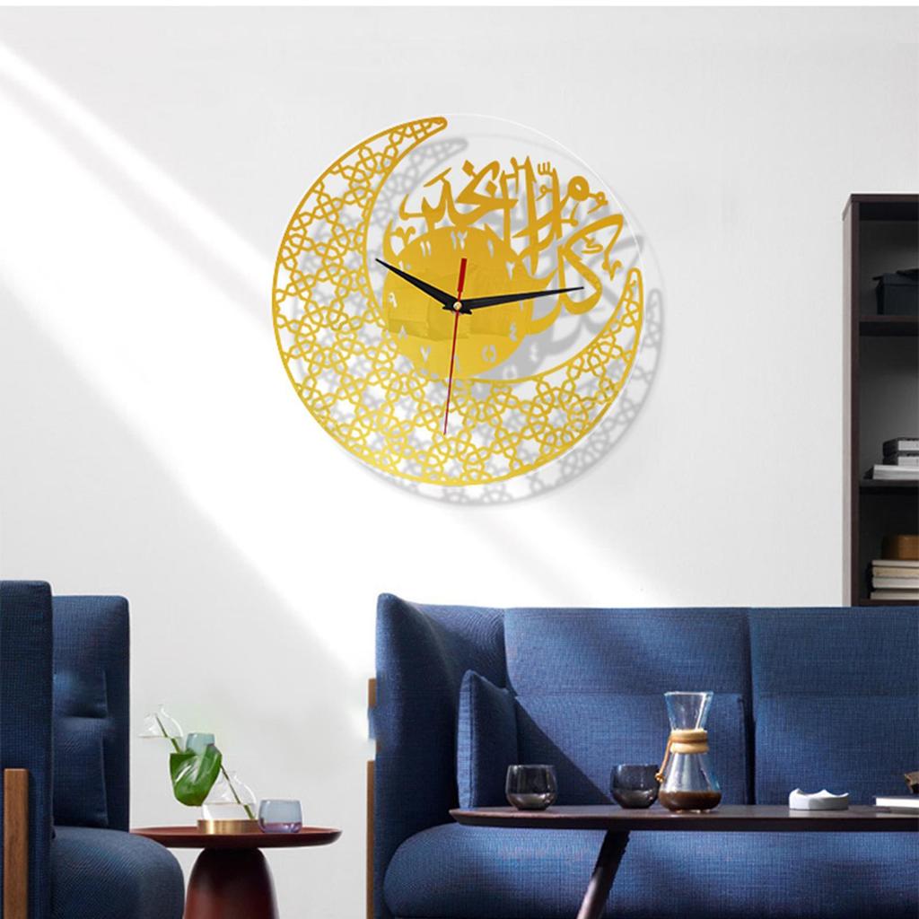 Eid Ramadan Decoration Islamic Hanging Clock for Bedroom Decor , Silent Pointers Precisely Sweep Low