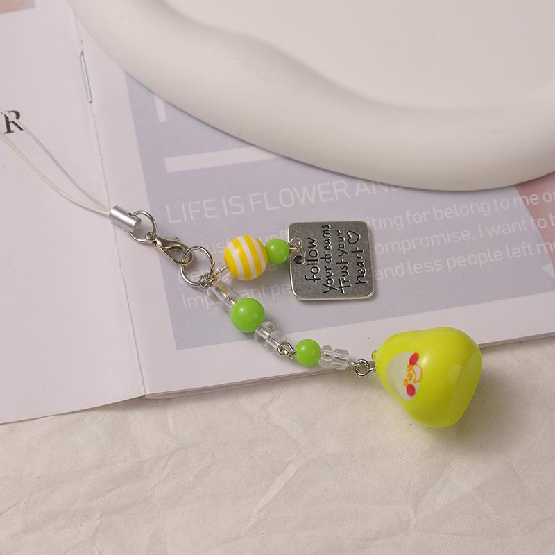 Cute beaded lanyard girl heart mobile phone chain pendant bag pendant small fresh keychain pendant