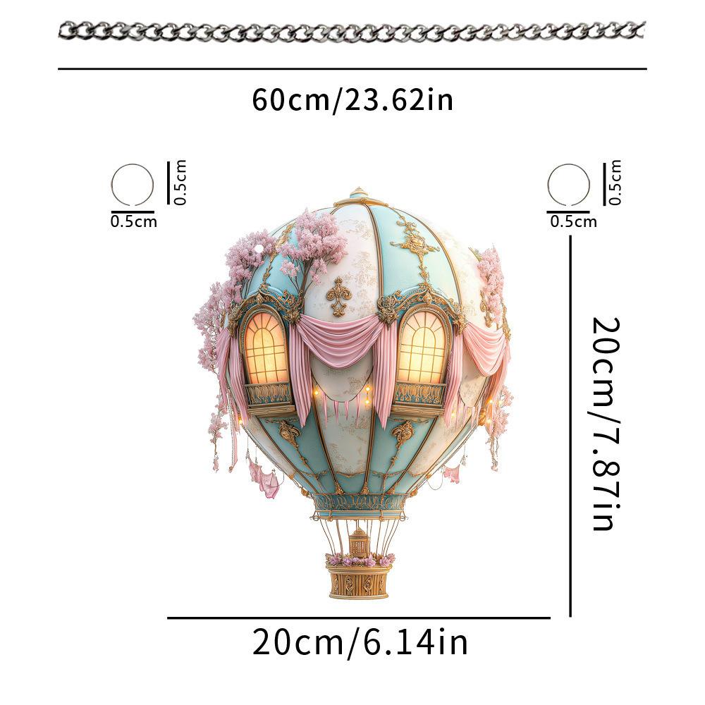 1pc Hot air balloon 2D acrylic pendant car wedding season flowers wall decoration creative romantic pendant home decor