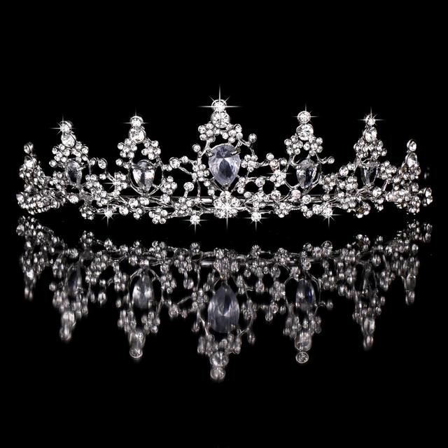 Bride Crown Big Rhinestone Pearl Queen Headdress Bridesmaid Head -Mounted Wedding Accessories Decoration