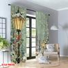 2pcs 2D flat printing Fashionable Christmas Curtains Christmas Snowy Church Street Lamp Digital Printed Polyester Drapes Festive
