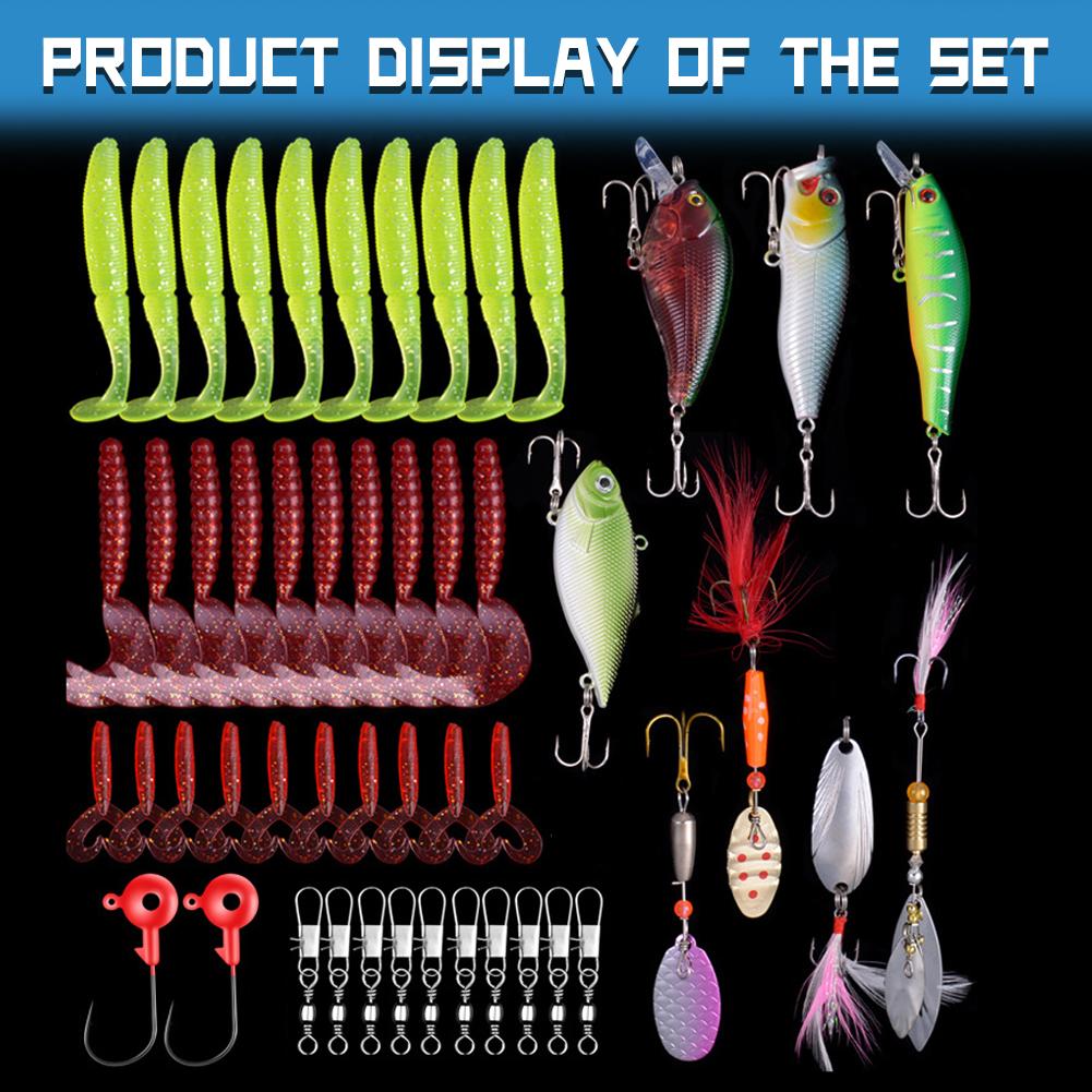 51Pcs Topwater Bait Rigs Multifunction Lure Tackle Kit Carbon Steel Biomimetic Fish Bait for Outdoor Fishing Accessories Tool