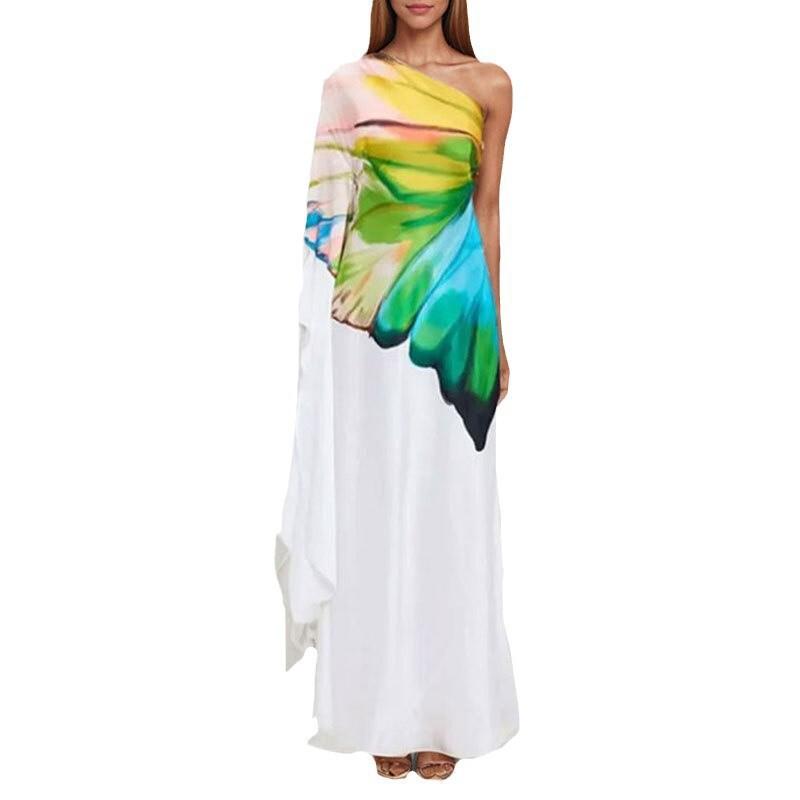 2025 Spring Elegant Greek Style One-Shoulder Satin Dress for Women