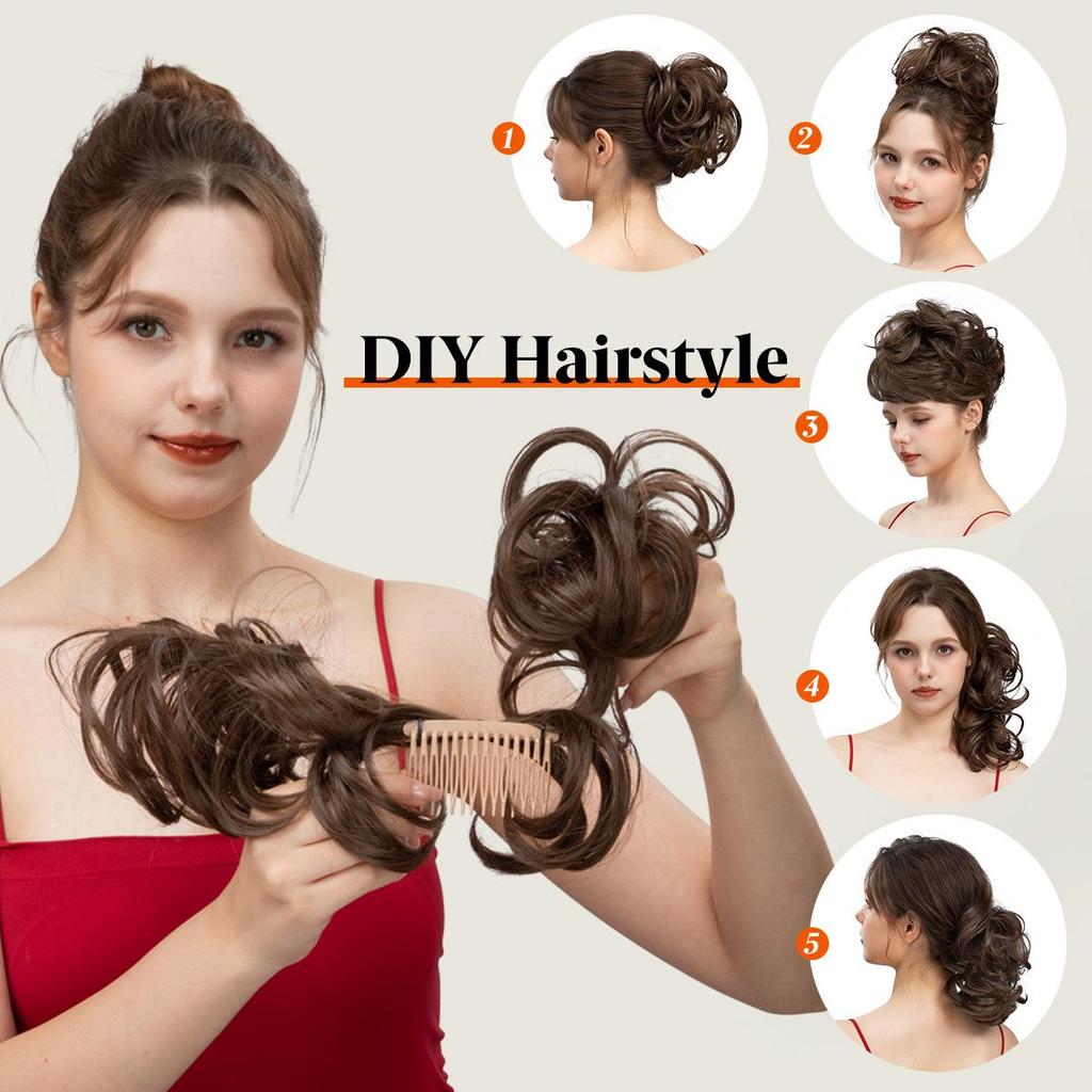 Adjustable Fluffy Wig Hair Ring for European & American Style Ponytails