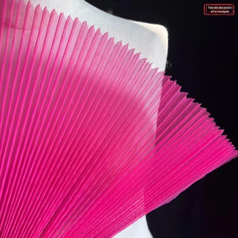 Graduated Designer Handmade Textured Stiff Net Yarn Pleated Fabric