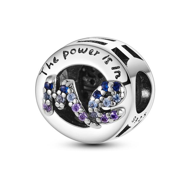 925 Silver Colorful Round Inlaid Zircon Charms Beads Pendant Fit Bracelet 925 Silver Jewelry Gift