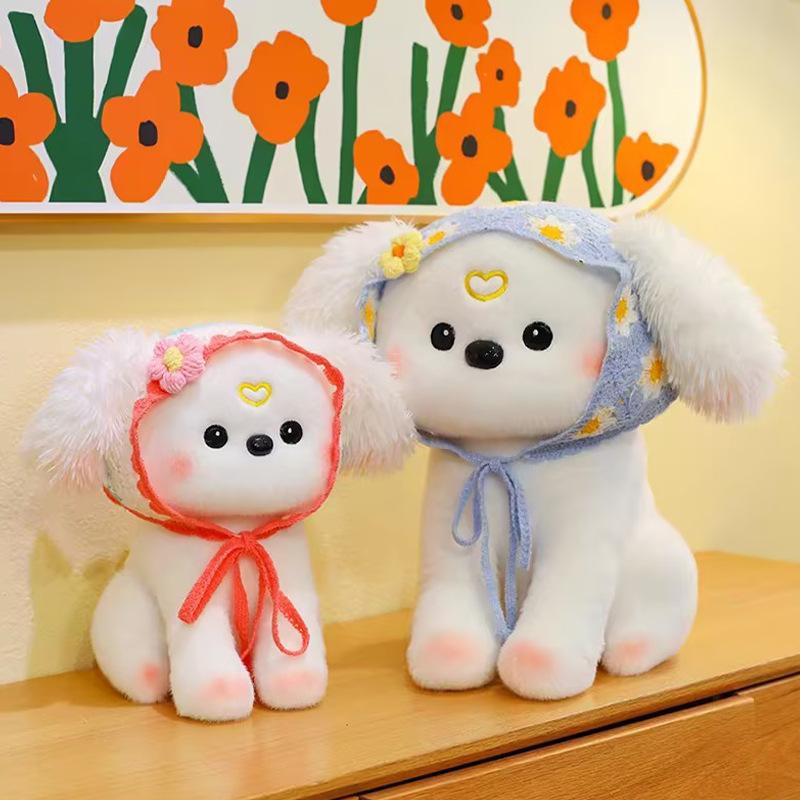 Cute Turban Pastoral Dog Doll Plush Toy Sleeping Pillow Video Game City Doll Machine Exchange Doll