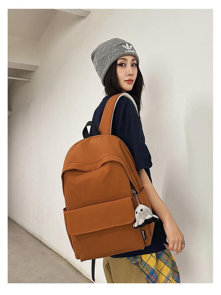 Mochila Leve de Grande Capacidade Unissex para Estudantes: Cor Sólida Simples, Cabe em Laptops, Perfeito para a Faculdade e o Ensino Médio.