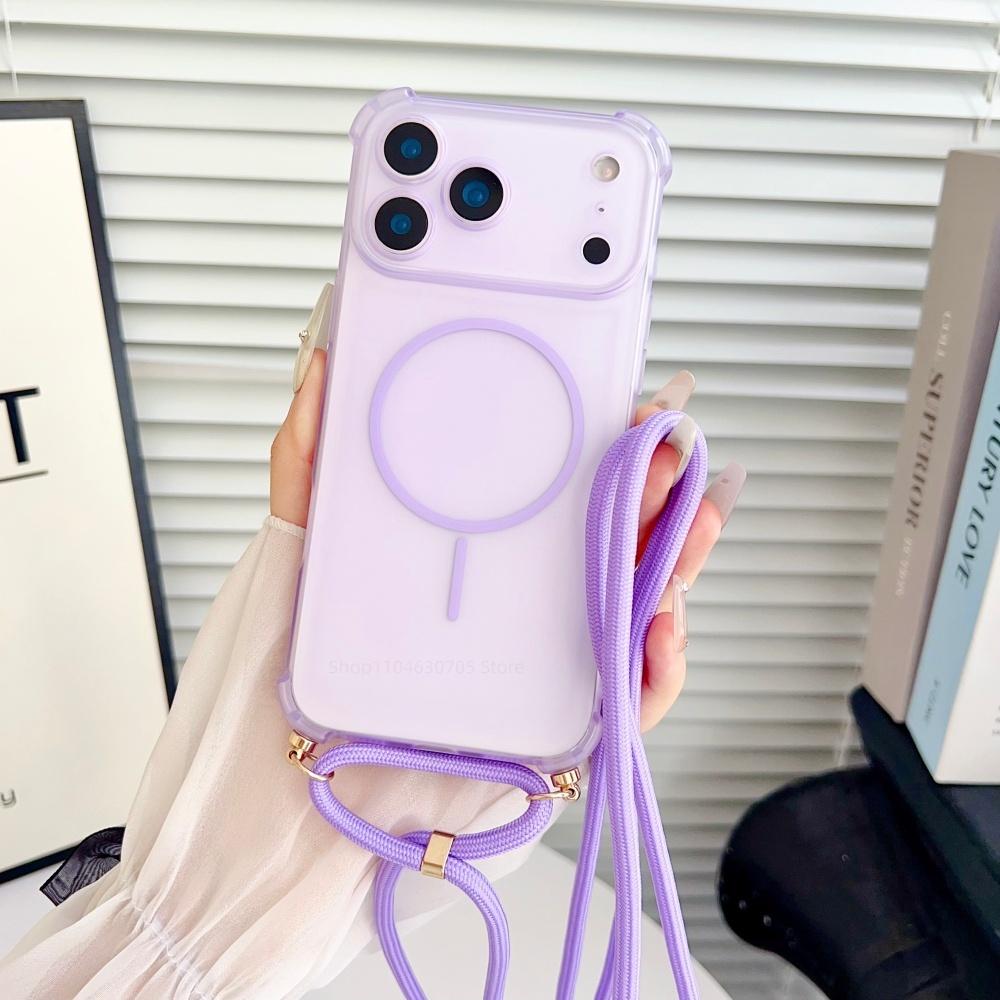 

For iPhone 17 Pro Crossbody Lanyard Magnetic Case Slim TPU Shockproof For Magsafe Funda for iPhone Air 17 16 15 14 Pro Max Plus iPhone 16