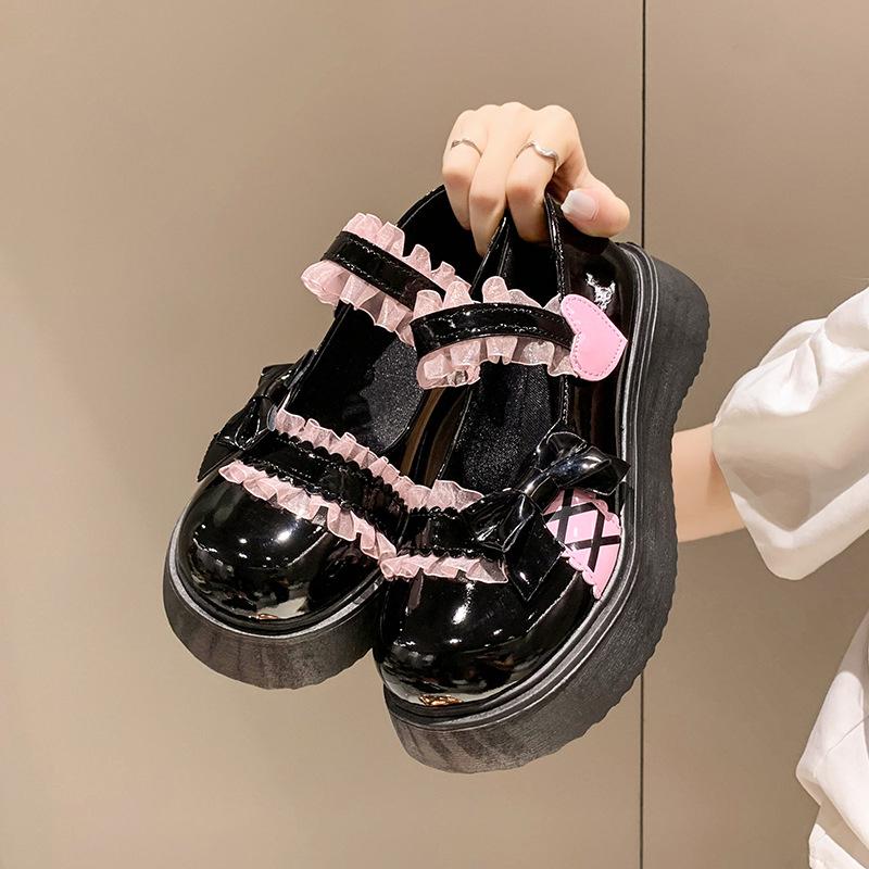 2024 New Fashion Buckle Women's Pumps Spring Autumn Mary Jane Round Toe Solid Butterfly Knot Platform Casual Ladies Shoes