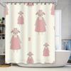 Adorable Sheep Print Shower Curtain Pink And White Polka Dot Design For Bathroom Decor Waterproof Fabric Perfect Gift Idea