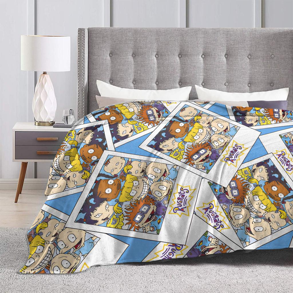 Rugrats Playful Character Blankets  Warm Soft Plush Throw Blanket For Couch Chair Airplane Travel Flannel Bedspread Bed Cover