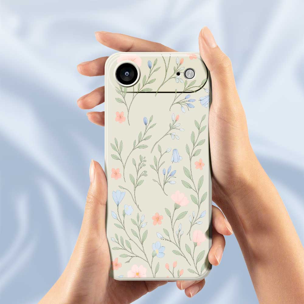 For iPhone 17 Air Case Pink Blue Flowers Pattern Printing Straight Edge TPU Phone Back Cover