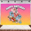 Cartoon Amazing World Birthday Party Decorations Gum&balles Balloon Banner Cake Topper  Rabbit Cat Anime Backdrop Kid Favor Gift