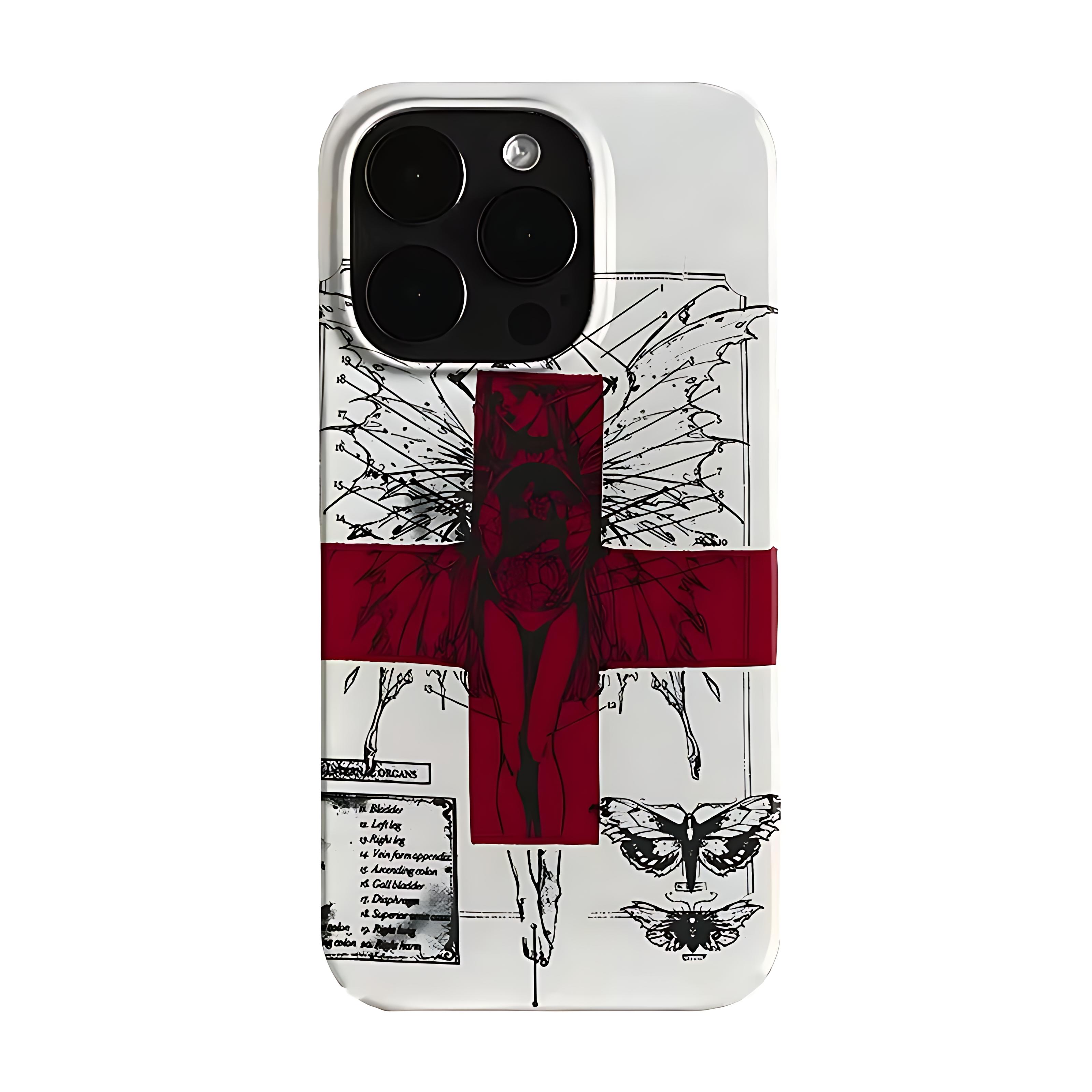 

Модный Ins Ретро Красный Крест Арт Чехол для Телефона для iPhone 17 16 15 14 13 12 11 Air Pro Max X XS XR 7 8 Plus Глянцевая Пленка Жесткая Поликарбонатная Крышка iPhone 11