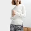 FILA Solid Color Round Neck Pullover Casual Long Sleeve Knit Sweater Women sweater Steam-White F11W411415F-IV