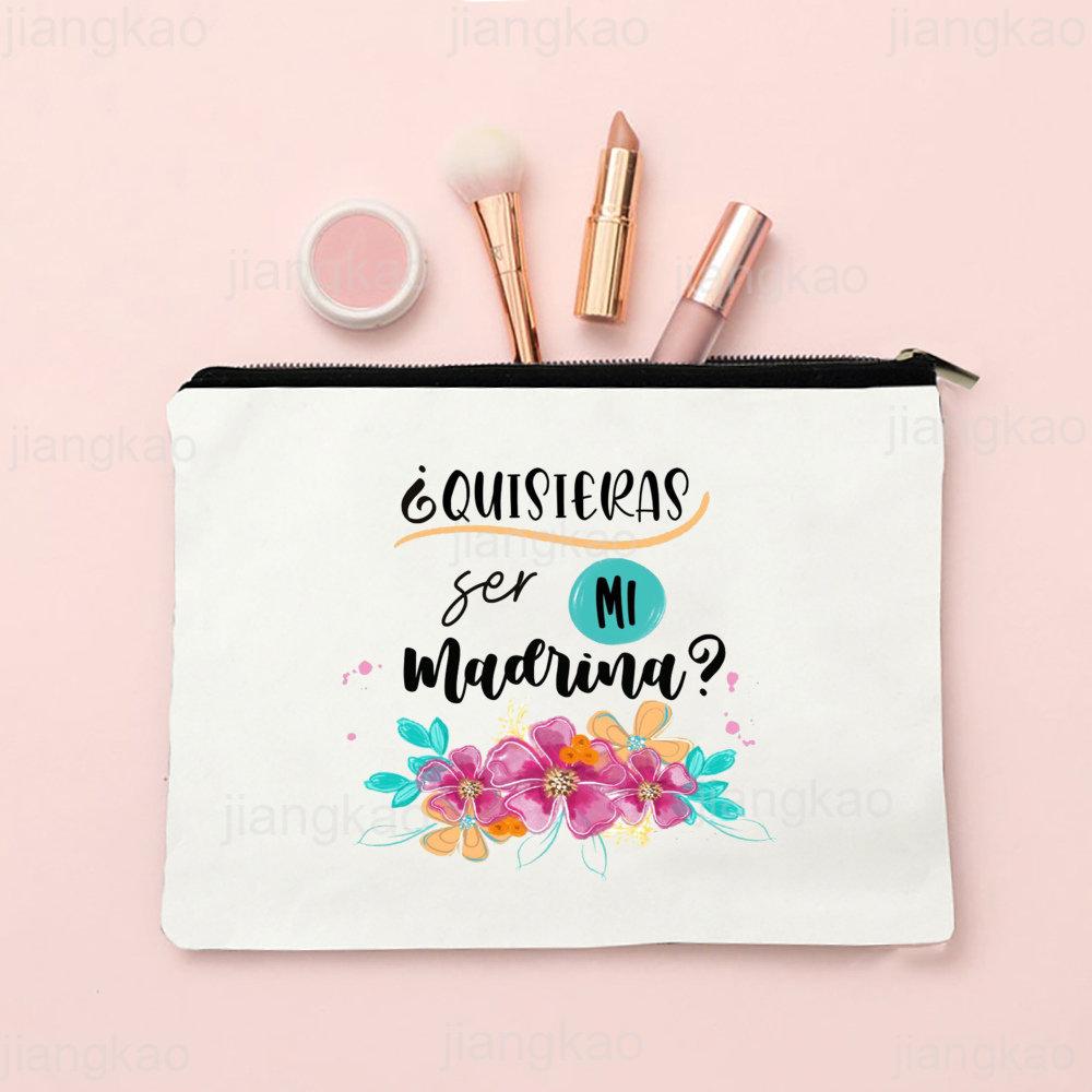 Best Godmother In World Print Make Up Bag Women Travel Neceser Cosmetic Bag Travel Toiletry Organizer Zipper Pouch Madrina Gifts