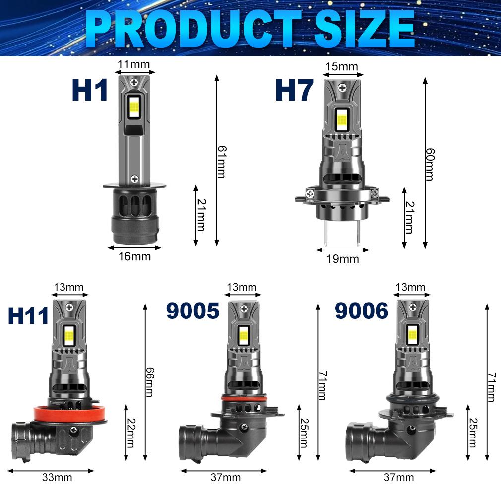2 Stück 30000LM H7 LED-Scheinwerferlampen Mini Turbo H11 LED H8 H1 9005 HB3 9006 HB4 Auto-Nebelscheinwerfer Scheinwerfer Auto Plug&Play Lampe 6500K Weiß