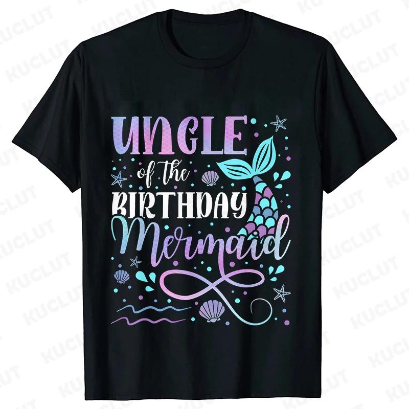 Mermaid Birthday Princess Girl Party T-shirt Family Group Matching Siblings Tees Fashion Vintage Unisex Tops Oversized Clothing