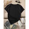 [Soft And Art] Women'S Summer Clothing, Folk Style Elephant Print Round Neck Short Sleeve T-Shirt, Comfortable,