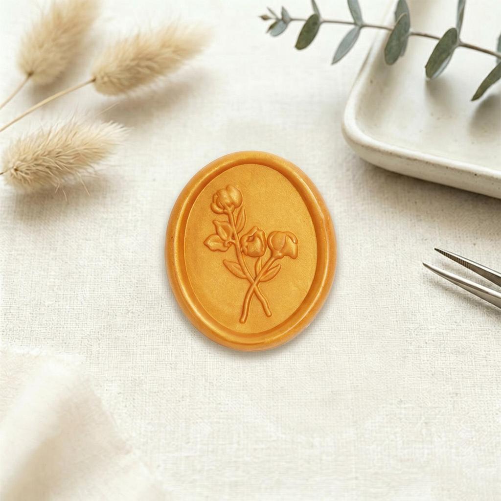 Embossed Three Roses Wax Seal Sticker for Invitations and Envelopes