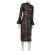 Women's Fashion Sexy Lace Flower Mesh Hollow Slim Long-sleeved Dress