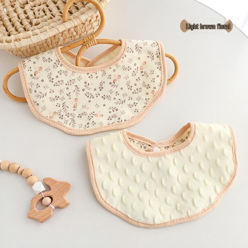 Waterproof Baby Bib, Pure Cotton, Breathable, Anti-Spit Up, Bean Pattern, Newborn Neck Gaiter