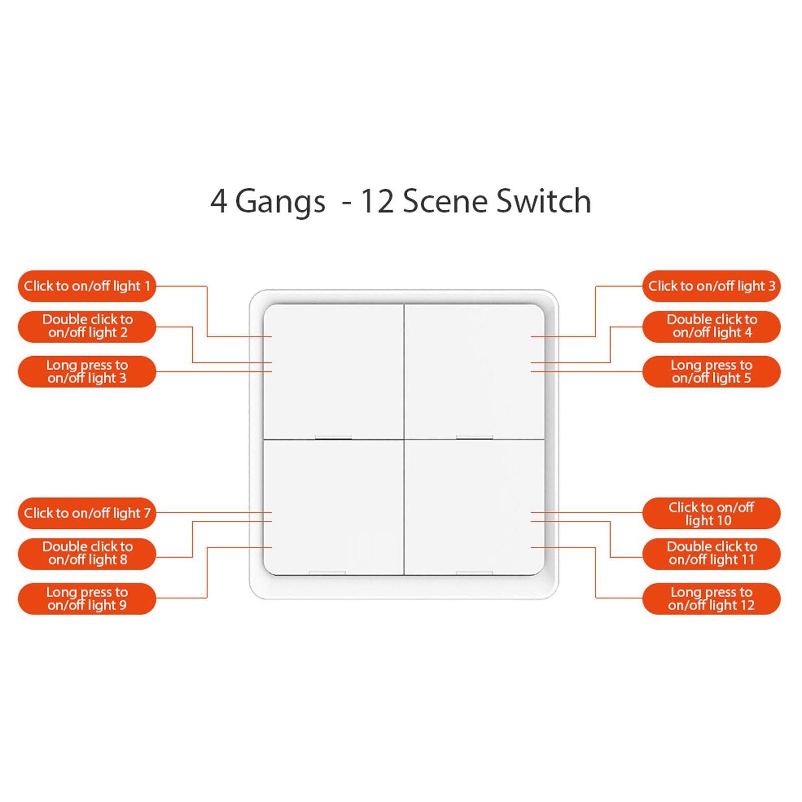 

Tuya ZigBee Wireless Smarts Scene Switch 4 Gang Scenario Switch 4 Road Slab Scene Keys Switch Tuya Smarts Home
