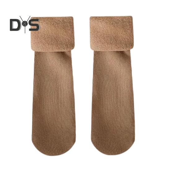 

1 пара зимних носков, утолщенные плюшевые носки средней длины, высокоэластичные, нескользящие, не скатывающиеся, носки для ног, комфортные, теплые, носки для сна света кофе