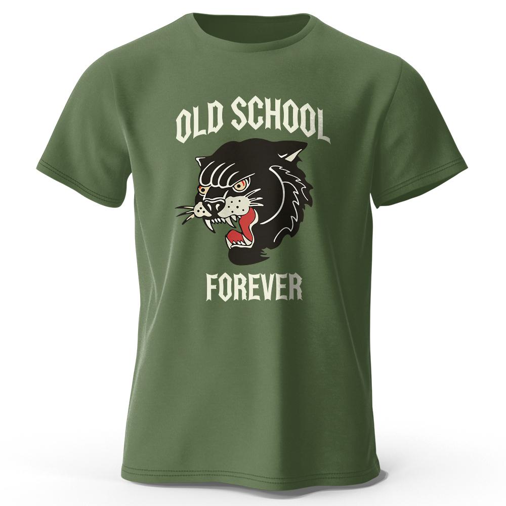 Klassisches, bedrucktes Herren-T-Shirt mit „Old School Forever“-Motiv im Vintage-Stil für den Sommer, Tops, Tees, Streetwear-Mode