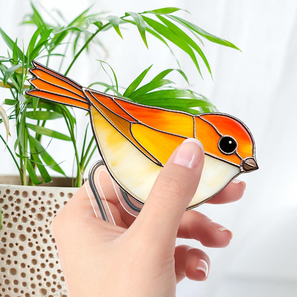 Potted Plant Insert Bird Planter Decoration Stained Glass Garden Decoration Crafts Acrylic Home Decor Dress Up