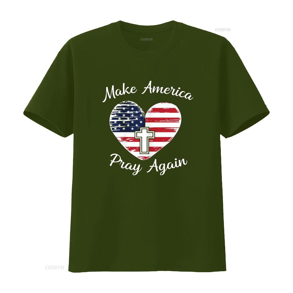 Make America Pray Again Christian USA Heart Distressed T Shirt Vintage Washed Soft Slightly Streetwear Graphic