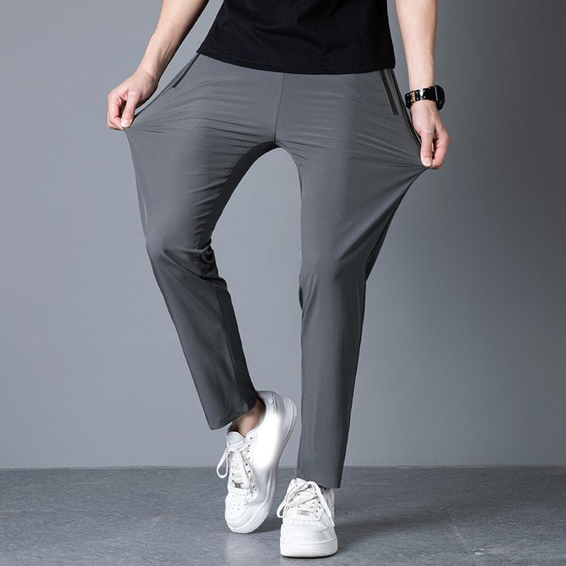 Men's Casual Pants Stretch Elastic Waist Jogger Korean Classic Blue Black Gray Male Brand Trousers Plus Size