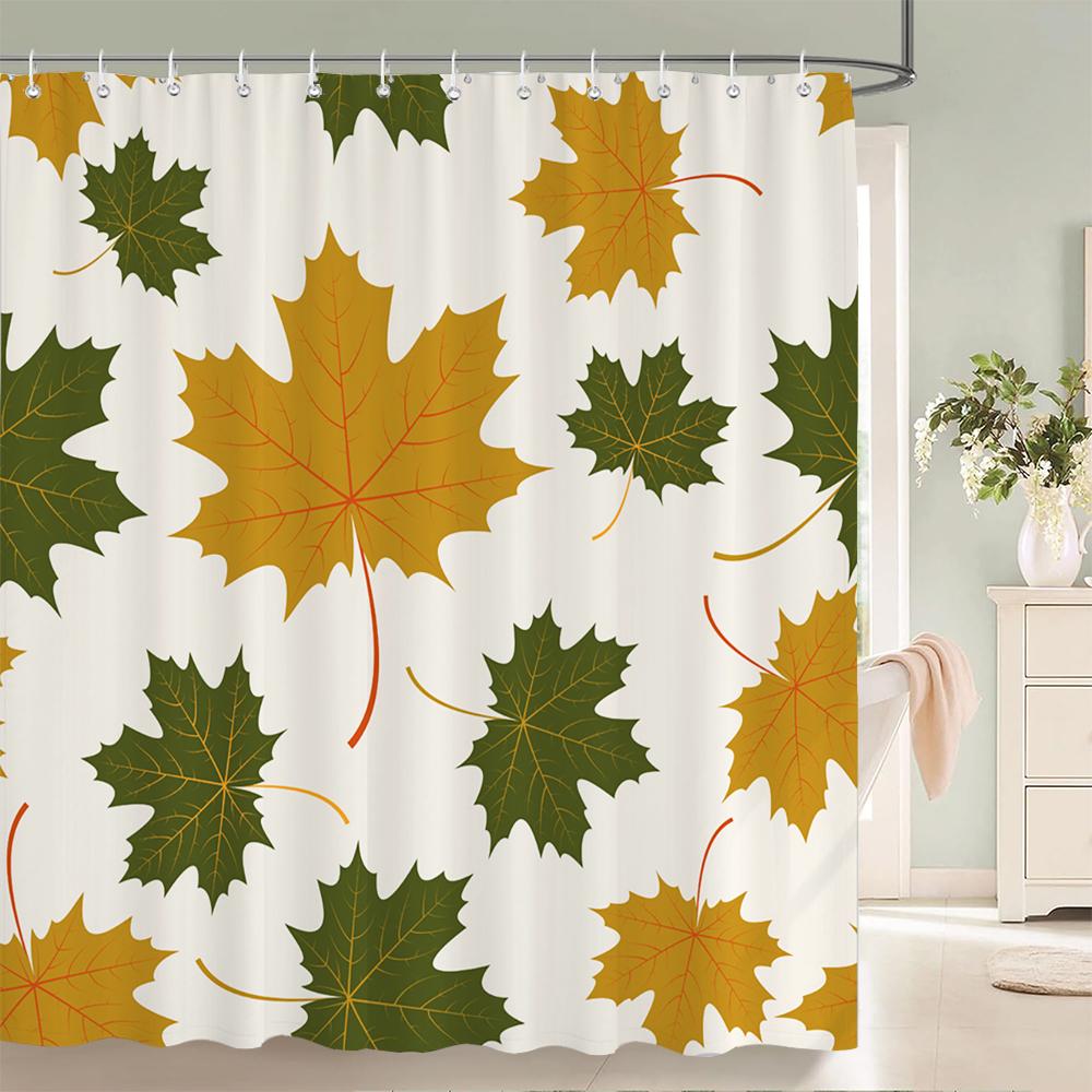

Leaf Plant Shower Curtains With Hooks Greenery Plants Tree Leaves Home Decoration For Bathroom Polyester Fabric Bath Curtain W60H190(CM)-1 Pcs