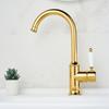 Antique Black Gold European-Style Rotating Copper Faucet with Chrome Plating for Kitchen Sink