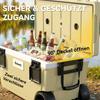 70L Insulated Cool Box with Wheels, Portable Ice Cooler with Handle, Lid and Drain Valve, Khaki