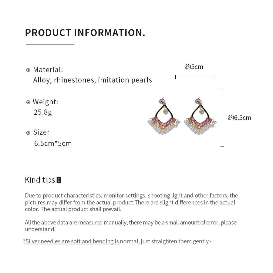 Inlaid Rhinestone Water Drop Pearl Tassel Earrings for Women Bohemian National Style Drop Earring Retro Light Luxury Zircon