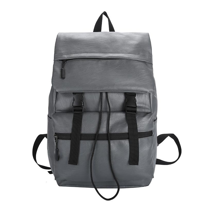 

Уличный кожаный рюкзак Мужской многофункциональный компьютерный рюкзак большой емкости Студенческий школьный рюкзак серый