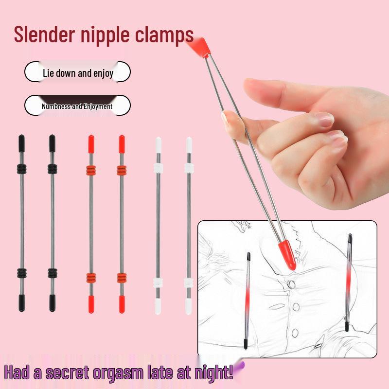 Slim Metal Nipple Clamps with Breast Massager for BDSM and Female Stimulation
